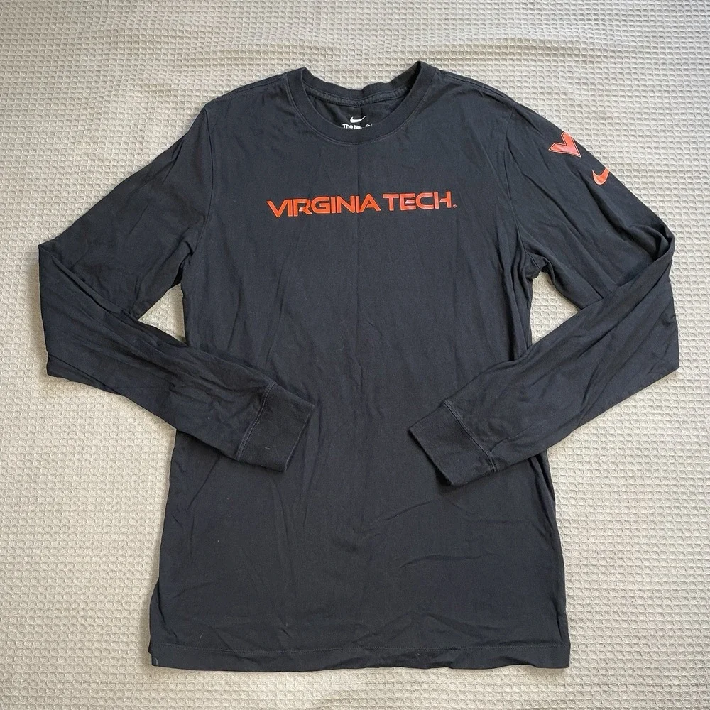 Virginia Tech Long Sleeve Tee Shirt Small Adult The Nike Tee Black Cotton